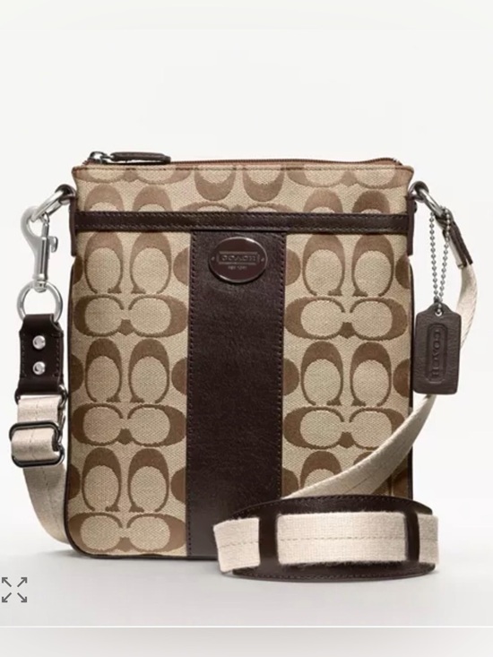 Coach Handbags - Like new COACH Legacy Brown Signature Jacquard Swingpack Crossbody Purse Bag